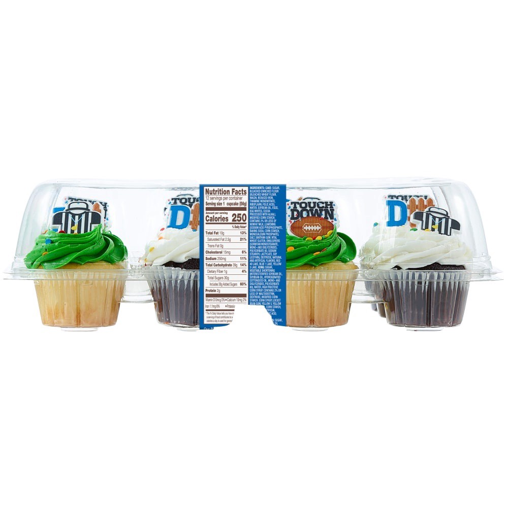 slide 1 of 3, Bakery Fresh Goodness White And Chocolate Football Cupcakes With Buttercreme Icing, 6 ct; 24 oz
