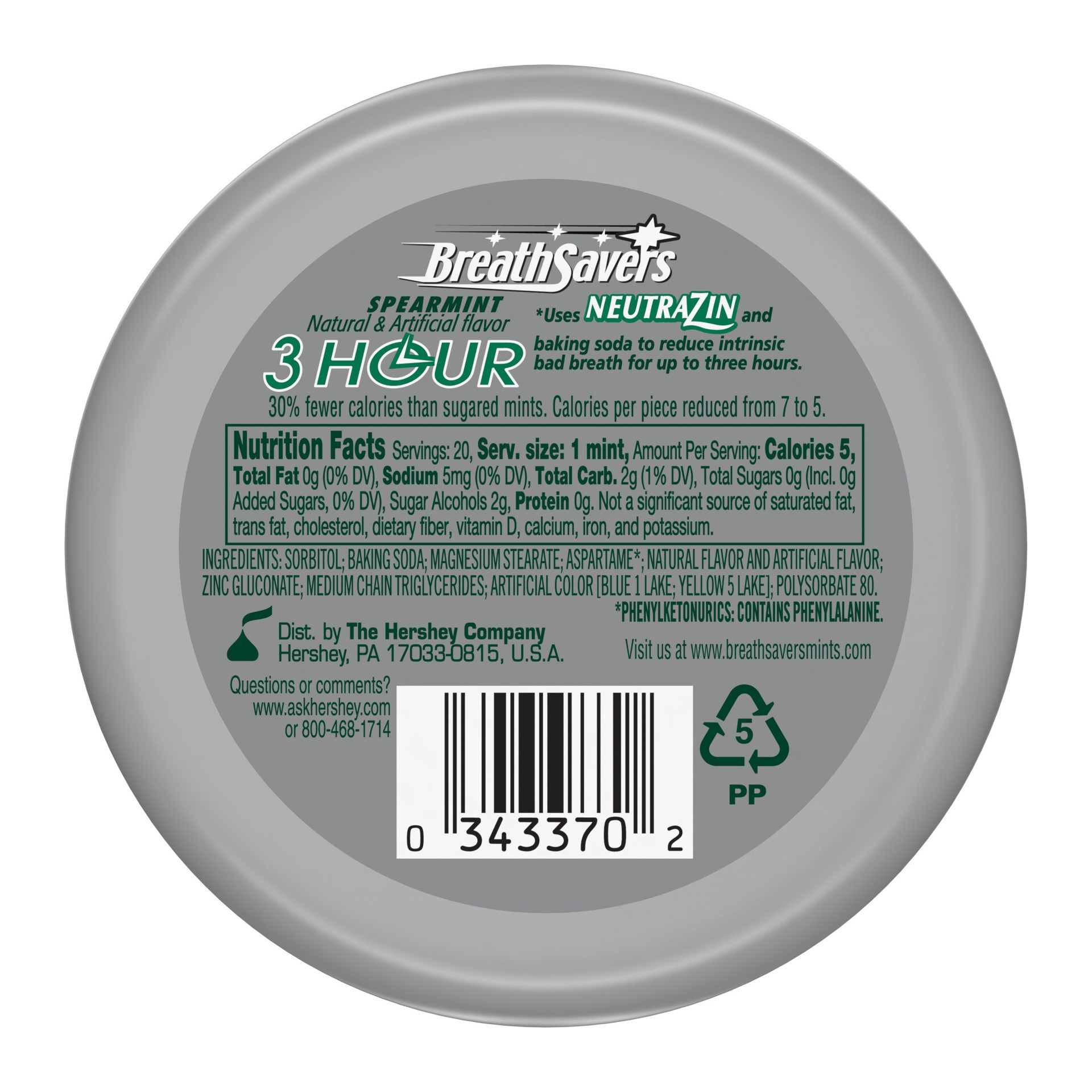 slide 2 of 2, Breath Savers Mints, Spearmint Flavor, Sugar Free, 1.27 oz