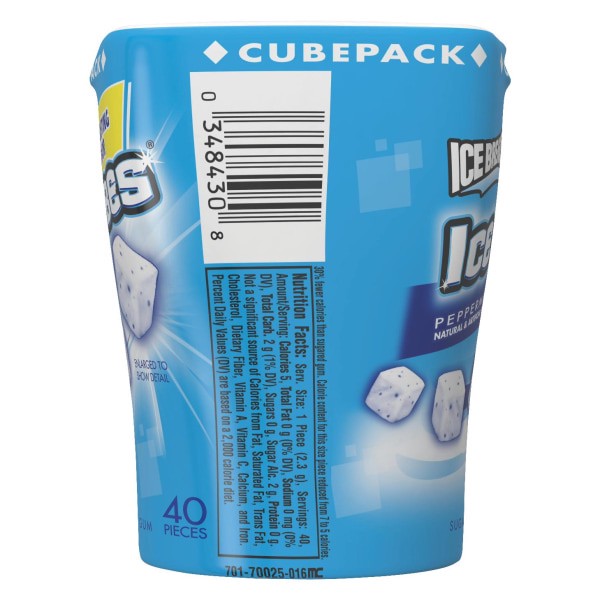 slide 4 of 4, ICE BREAKERS Ice Cubes Peppermint Flavored Sugar Free Chewing Gum Bottle, 3.24 oz (40 Pieces), 3.24 oz