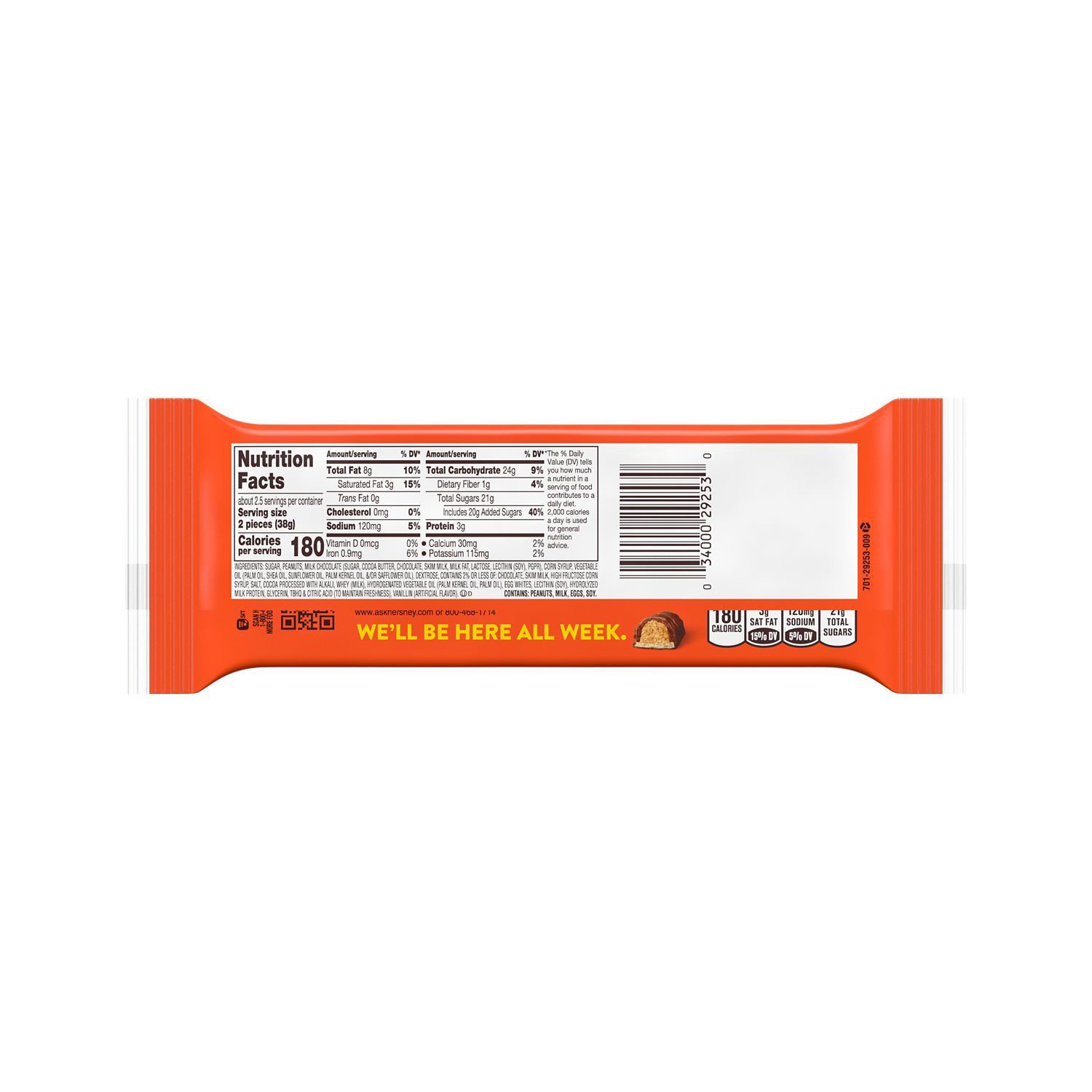 slide 2 of 4, Fast Break Milk Chocolate, Peanut Butter & Nougat Snack Size Candy, 5 Ct, 2.68 oz