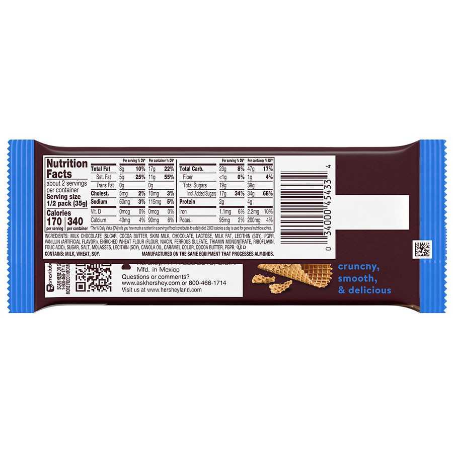 slide 2 of 5, HERSHEY'S Milk Chocolate with Waffle Cone Pieces King Size, Candy Bar, 2.5 oz, 2.5 oz