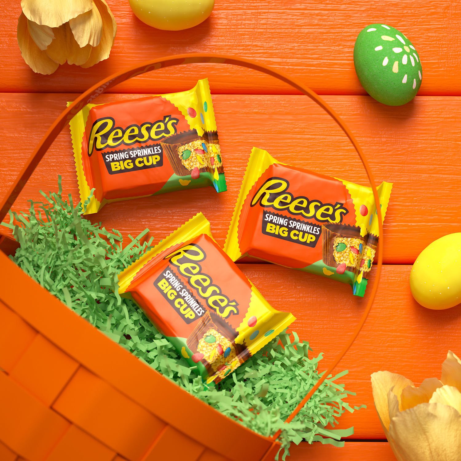 slide 4 of 8, REESE'S Big Cup with Sprinkles Milk Chocolate Peanut Butter Cup, Easter Candy Pack, 1.3 oz, 1.3 oz