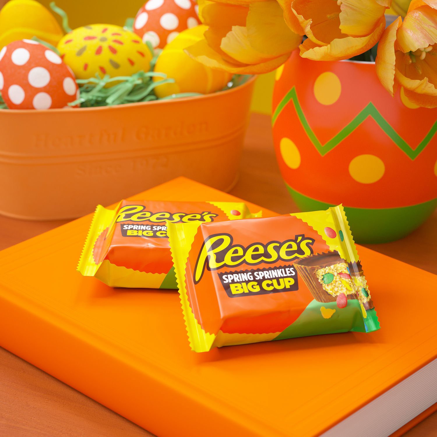 slide 3 of 8, REESE'S Big Cup with Sprinkles Milk Chocolate Peanut Butter Cup, Easter Candy Pack, 1.3 oz, 1.3 oz