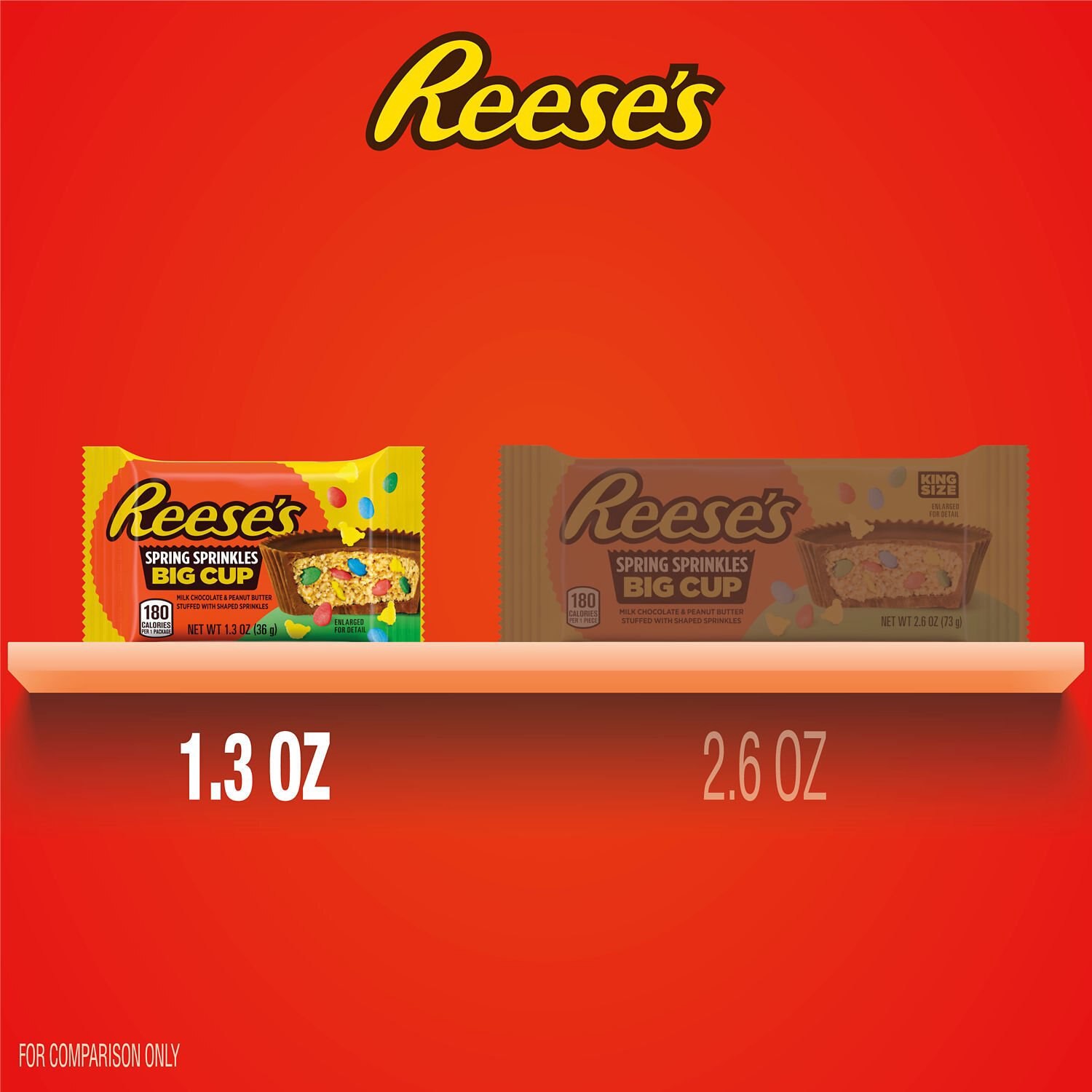 slide 2 of 8, REESE'S Big Cup with Sprinkles Milk Chocolate Peanut Butter Cup, Easter Candy Pack, 1.3 oz, 1.3 oz