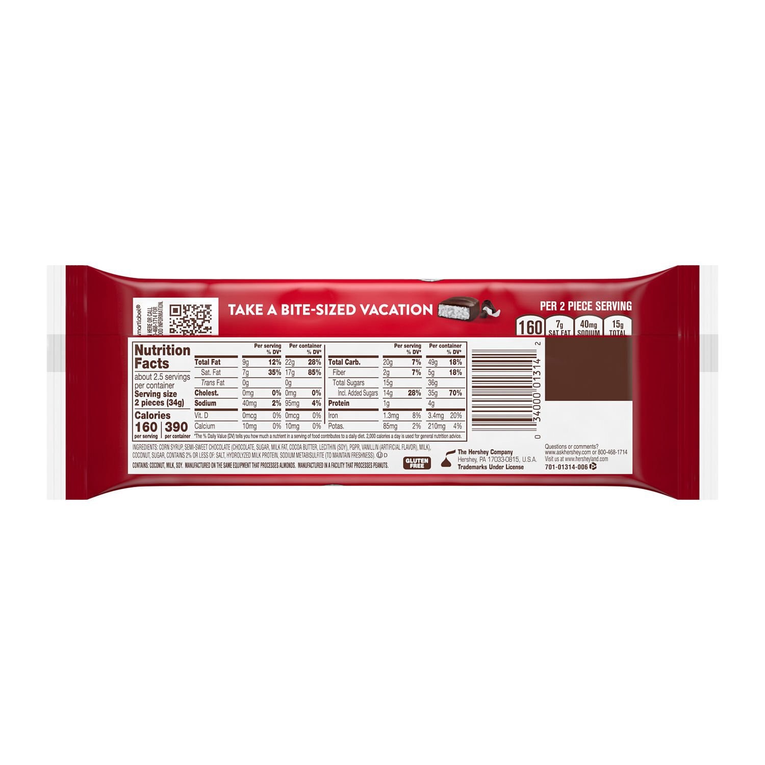 slide 2 of 8, MOUNDS Coconut and Dark Chocolatey Snack Size, Candy Bars, .6 oz (4 Count), 2.4 oz