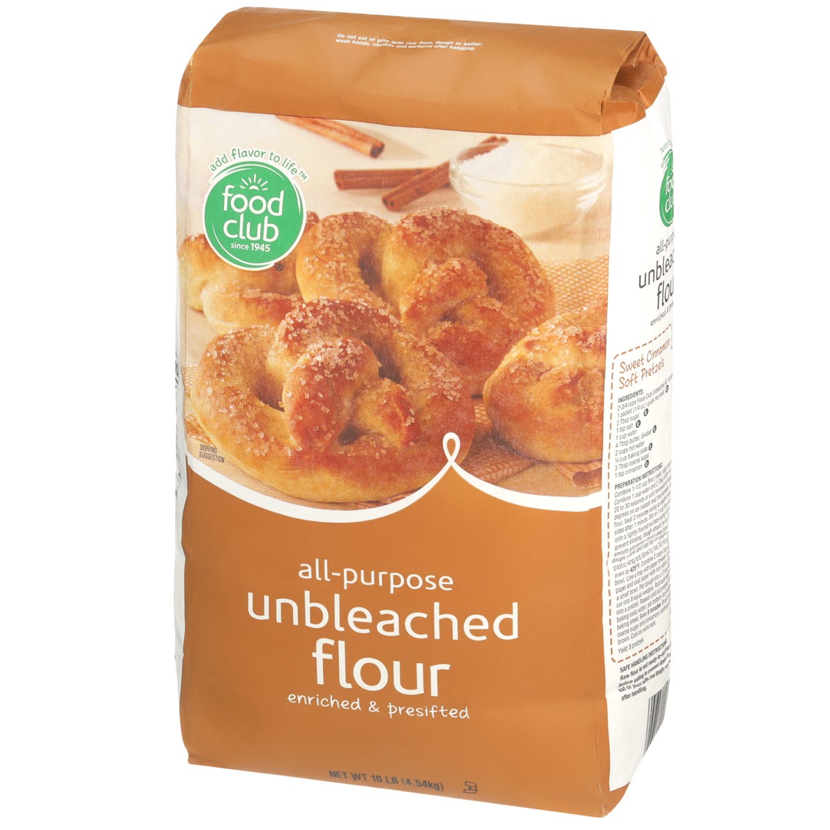 slide 3 of 9, Food Club Enriched & Presifted All-purpose Unbleached Flour, 10 lb