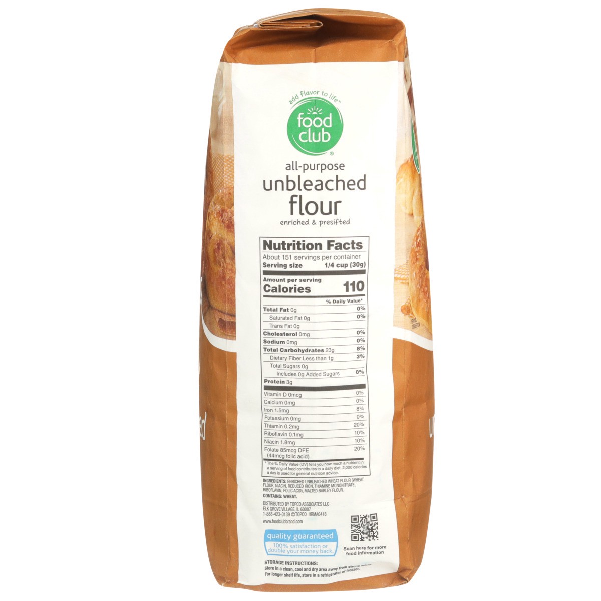 slide 6 of 9, Food Club Enriched & Presifted All-purpose Unbleached Flour, 10 lb