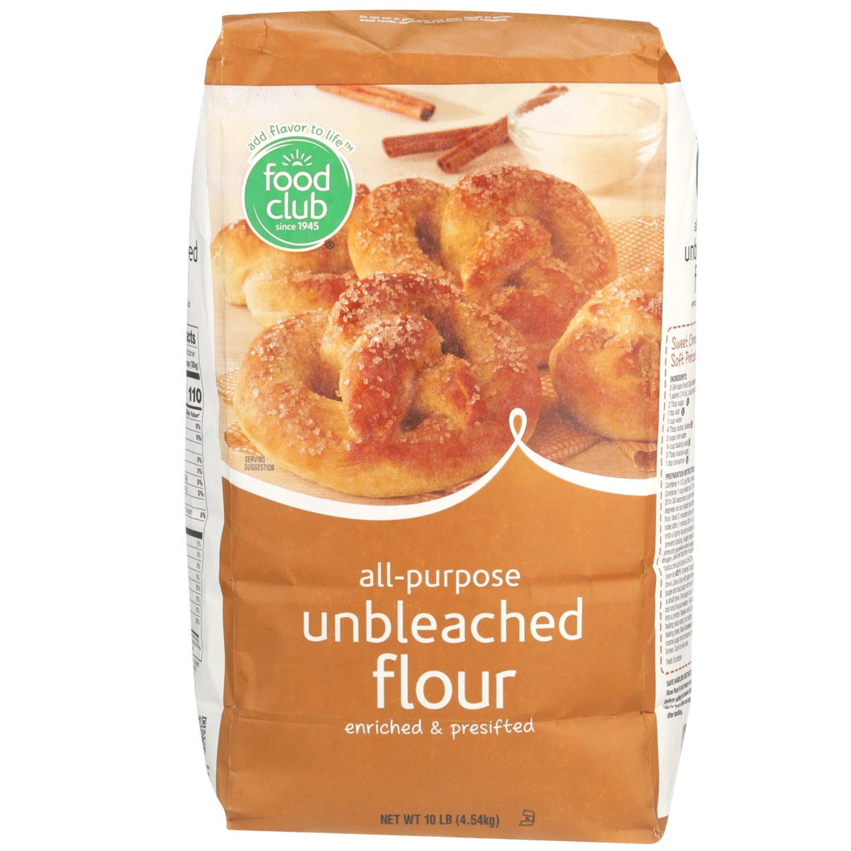 slide 8 of 9, Food Club Enriched & Presifted All-purpose Unbleached Flour, 10 lb