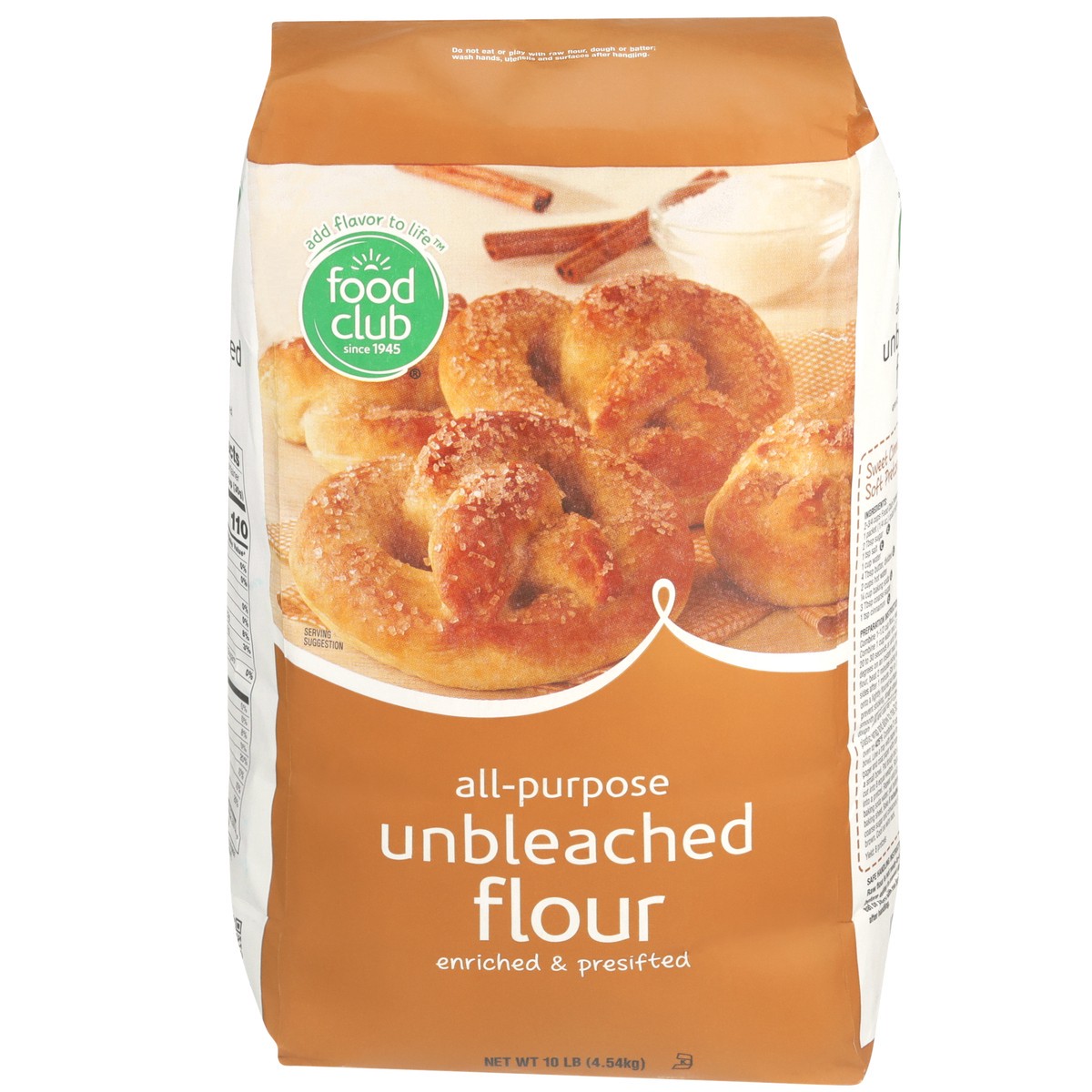 slide 1 of 9, Food Club Enriched & Presifted All-purpose Unbleached Flour, 10 lb