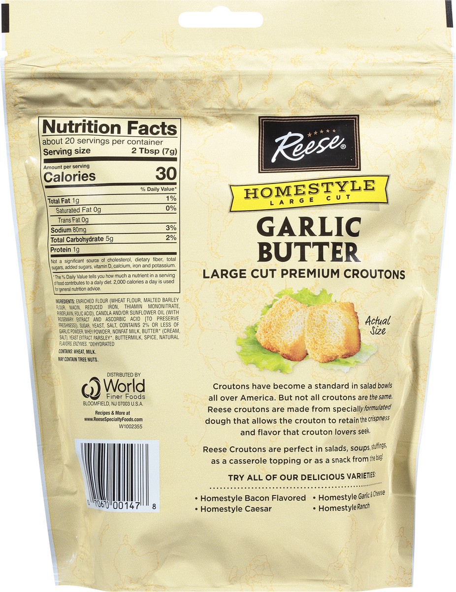 slide 4 of 9, Reese Homestyle Large Cut Premium Garlic Butter Croutons 5 oz, 5 oz