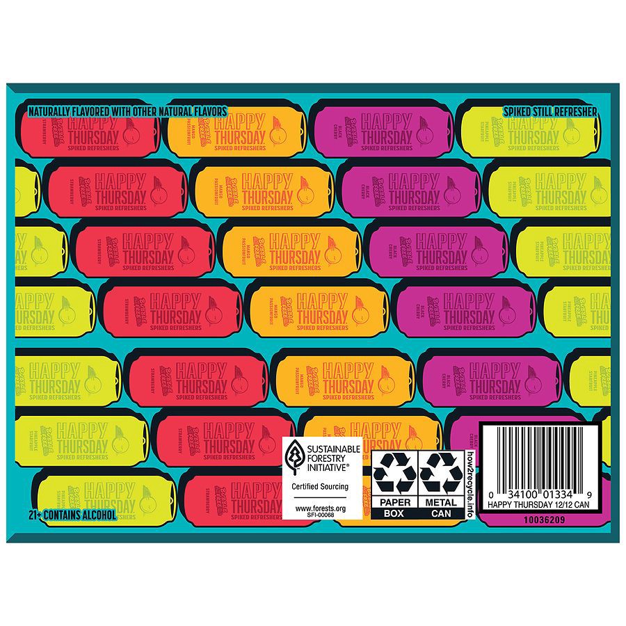 slide 3 of 5, Happy Thursday Bubble Free Assorted Spiked Refreshers 12 - 12 fl oz Cans, 12 ct; 12 oz