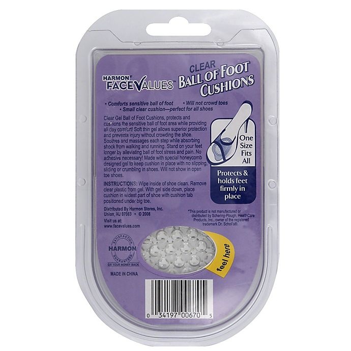 slide 2 of 2, Harmon Face Values Clear Gel Ball of Foot Cushions, 1 ct