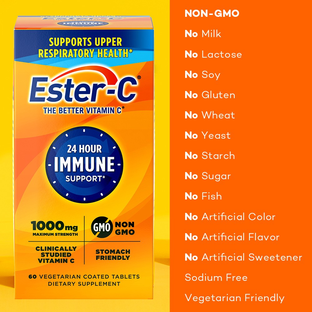 slide 4 of 5, Ester-C Vitamin C, Immune Support Tablets, 1000 Mg, 60 Ct, 60 ct