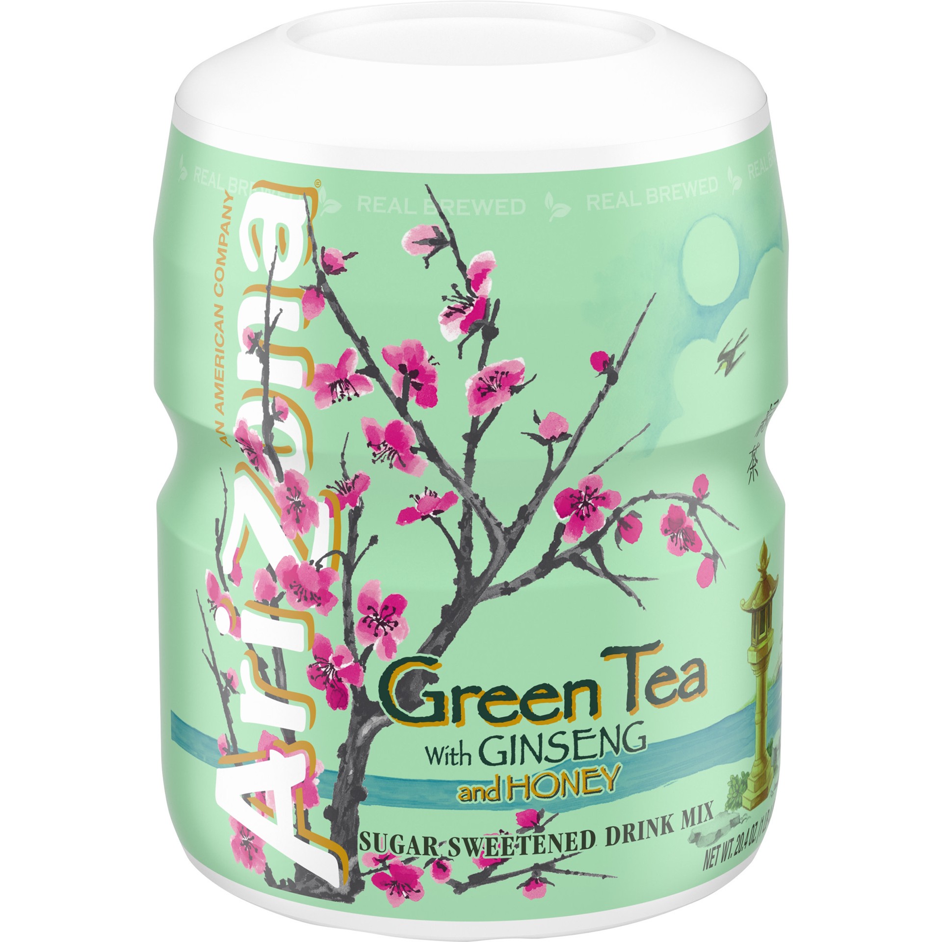 slide 5 of 5, AriZona Green Tea with Ginseng & Honey Naturally Flavored Sugar Sweetened Powdered Drink Mix, 20.4 oz Canister, 20.40 oz