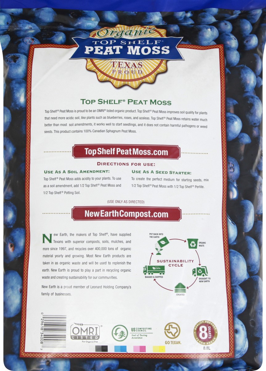 slide 6 of 9, New Earth Top Shelf Organic Peat Moss 8.8 lt, 8.80 l