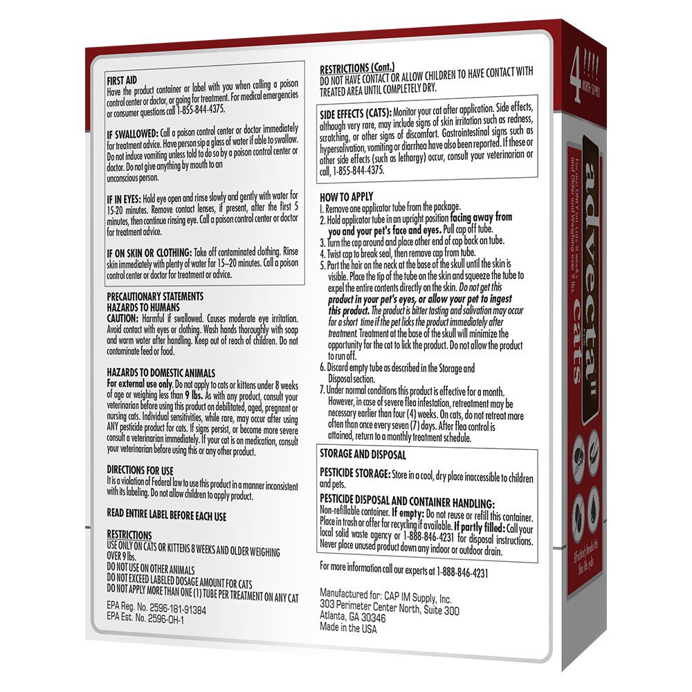 slide 3 of 3, ADVECTA Plus Flea Protection for Large Cats 4 Count, 4 ct