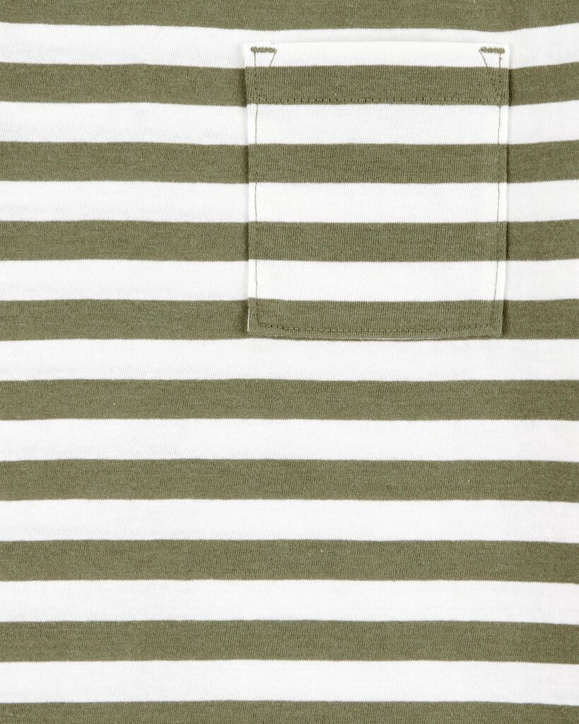 slide 2 of 2, Carter's Kid Striped Woven Short-Sleeve Tee Olive/White XL, XL