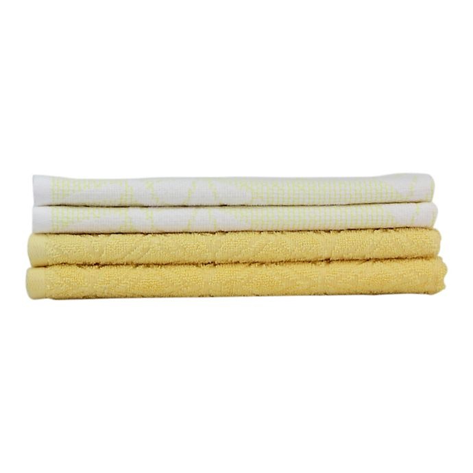 slide 2 of 5, Freshee Sculpted Kitchen Towel Set - Yellow, 4 ct