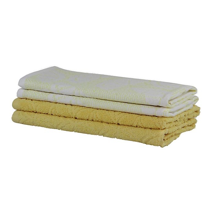 slide 3 of 5, Freshee Sculpted Kitchen Towel Set - Yellow, 4 ct