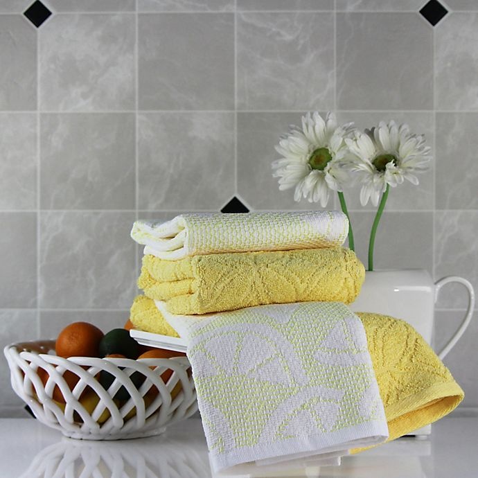 slide 4 of 5, Freshee Sculpted Kitchen Towel Set - Yellow, 4 ct