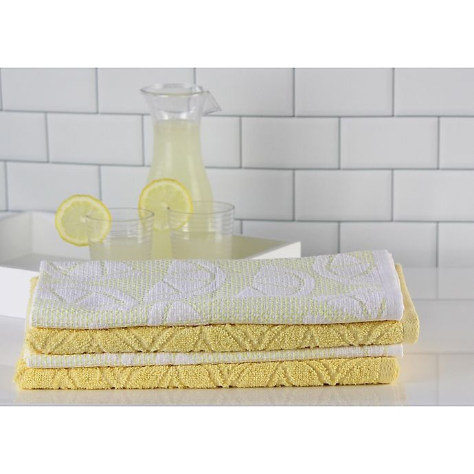 slide 5 of 5, Freshee Sculpted Kitchen Towel Set - Yellow, 4 ct