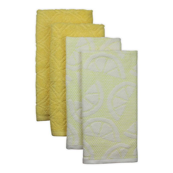 slide 1 of 5, Freshee Sculpted Kitchen Towel Set - Yellow, 4 ct