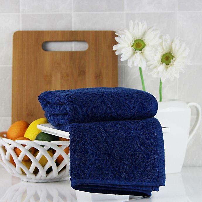 slide 2 of 5, Freshee Solid Kitchen Towels - Navy, 2 ct