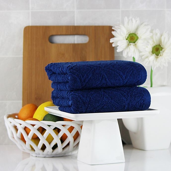 slide 5 of 5, Freshee Solid Kitchen Towels - Navy, 2 ct