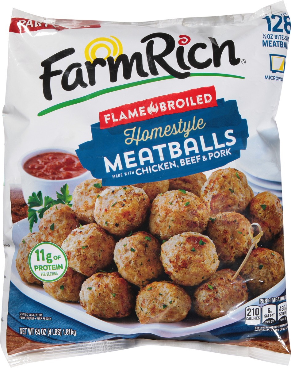 slide 9 of 14, Farm Rich Homestyle Flame Broiled Meatballs Party Size 64 oz, 64 oz