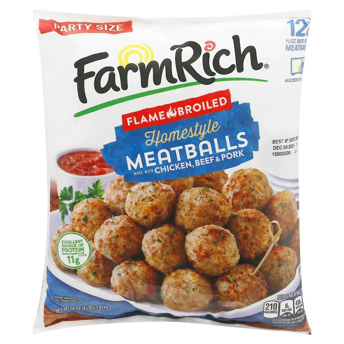 slide 1 of 1, Farm Rich Party Size Flame Broiled Homestyle Meatballs 64 oz,