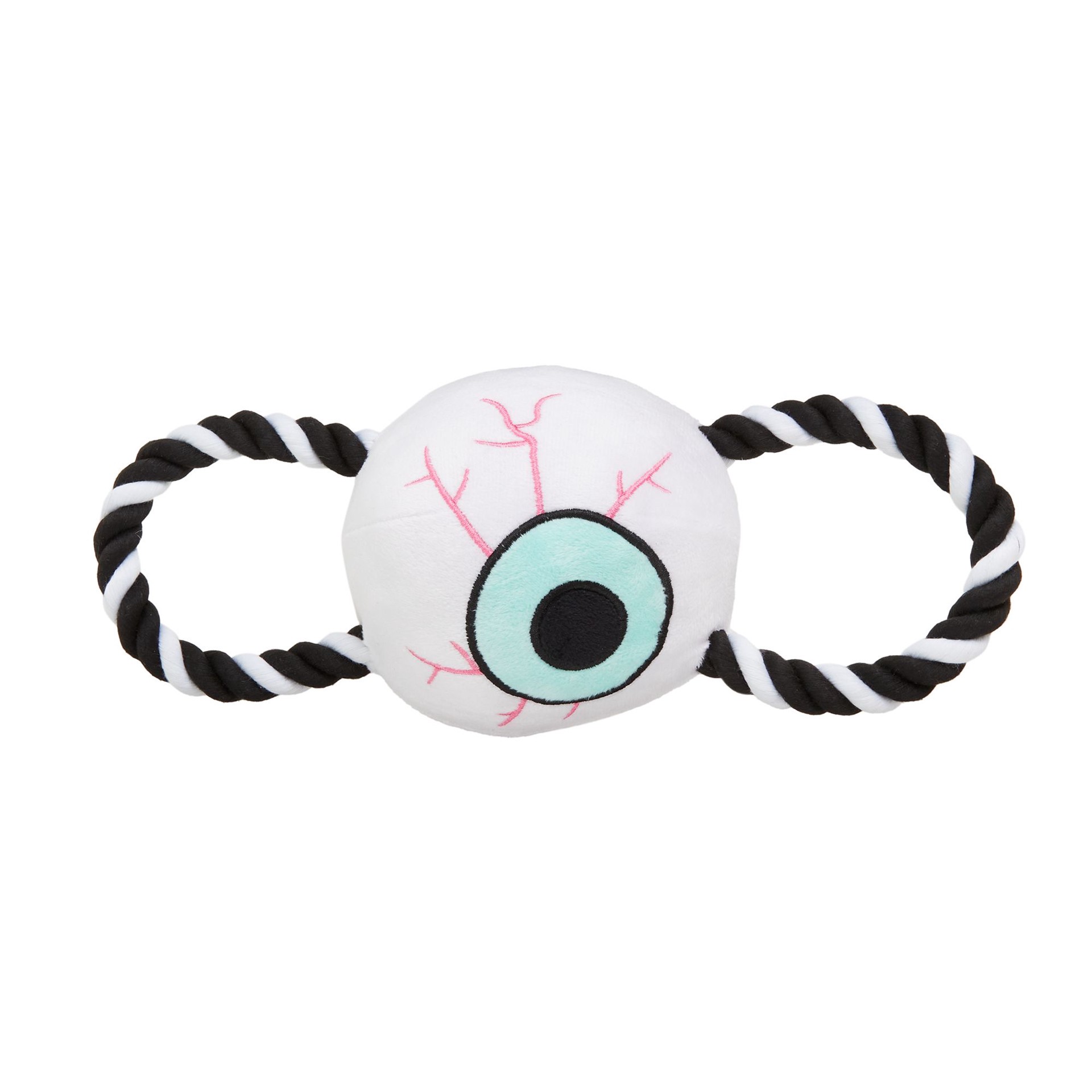 slide 1 of 1, Pet Halloween Thrills & Chills Halloween Plush Eyeball Rope Dog Toy, MED