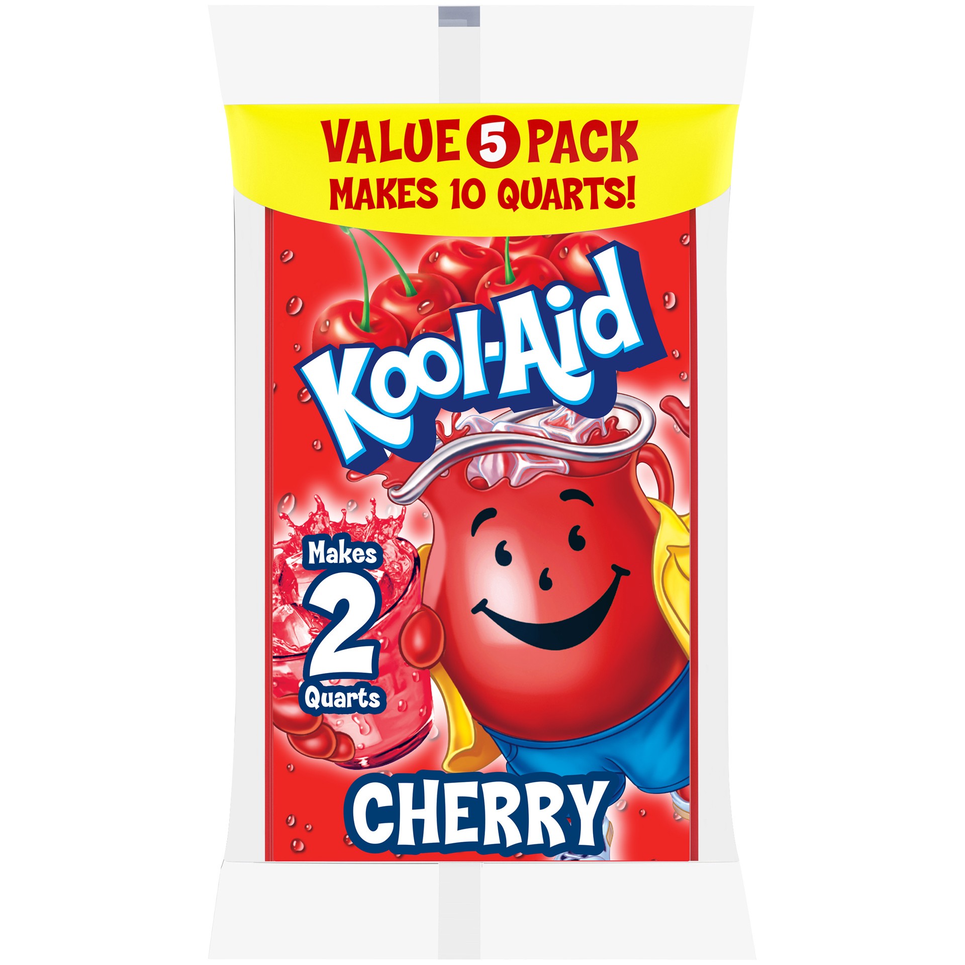 slide 1 of 5, Kool-Aid Unsweetened Cherry Artificially Flavored Powdered Soft Drink Mix Value Pack, 5 ct Pack, 0.13 oz Packets, 5 ct