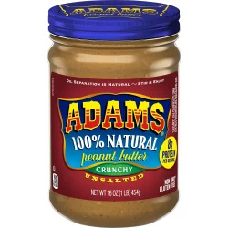 Adams 100% Natural Unsalted Crunchy Peanut Butter - 16 oz