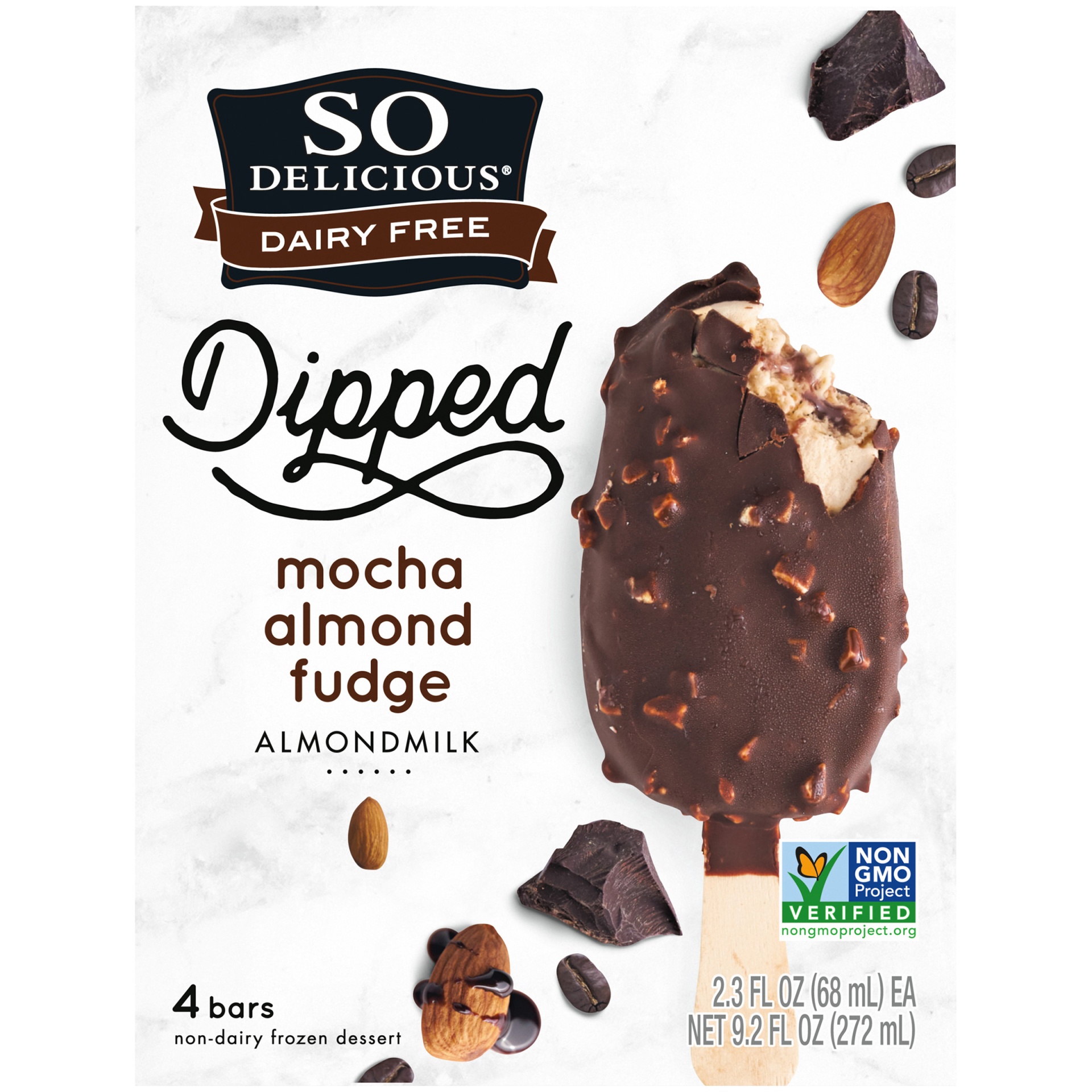 slide 4 of 7, So Delicious Dairy Free Dipped Mocha Almond Fudge Almond Milk Frozen Dessert Bar, 2.3 ct