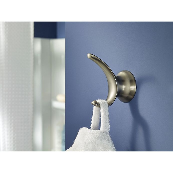 slide 2 of 2, Moen Darcy Press & Mark Double Robe Hook - Brushed Nickel, 1 ct