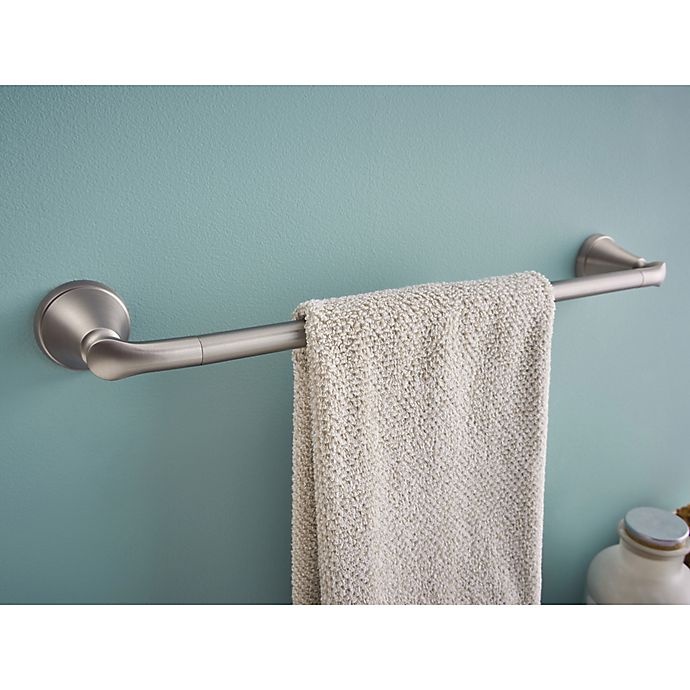 slide 2 of 7, Moen Tiffin Towel Bar with Press & Mark - Brushed Nickel, 24 in