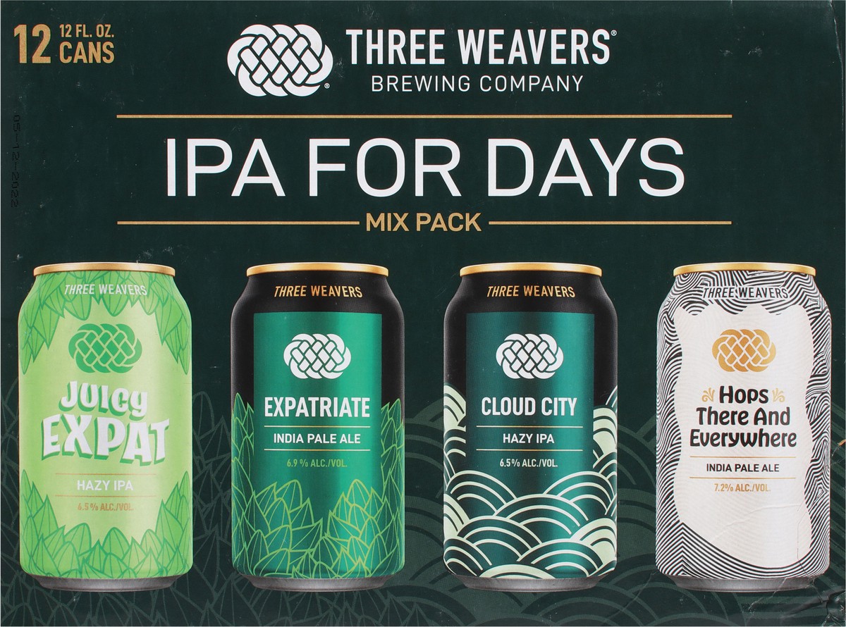 slide 4 of 9, Three Weavers IPA for Days Beer Mix Pack 12 - 12 fl oz Cans, 12 ct; 12 oz