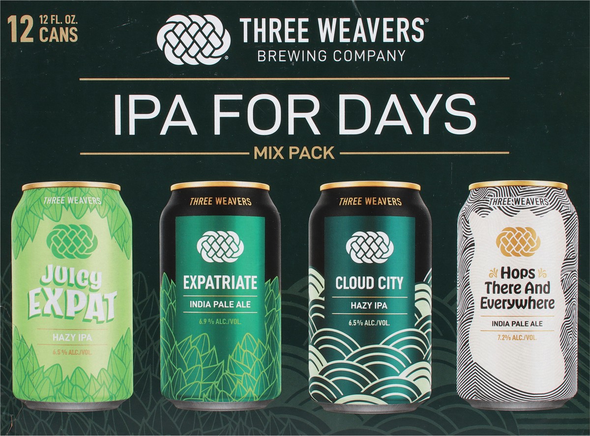 slide 6 of 9, Three Weavers IPA for Days Beer Mix Pack 12 - 12 fl oz Cans, 12 ct; 12 oz