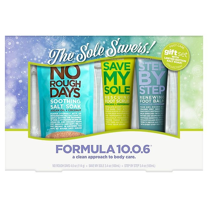 slide 1 of 1, Formula 10.0.6 The Sole Savers! Foot Care Gift Set with Limited Edition Salt Soak, 3 ct