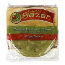 slide 1 of 1, Gran Sazon 12'' Spinach Tortillas, 12 ct