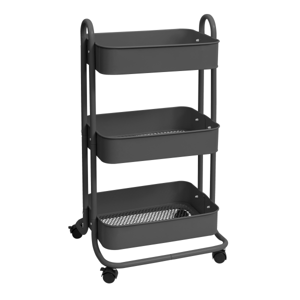 slide 1 of 1, American Crafts We R Memory Keepers 3-Tier Steel Rolling Storage Cart, Gray, 1 ct