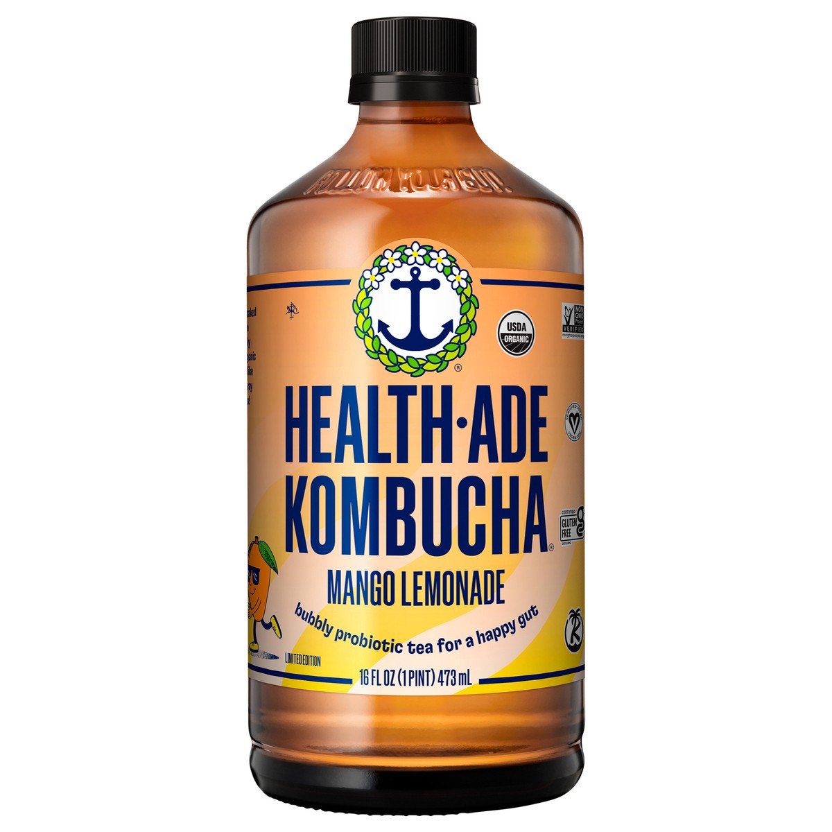 slide 1 of 6, Health-Ade Health Ade Kombucha - Seasonal - Mango Lemonade - 16 fl oz, 16 fl oz