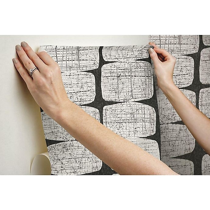 slide 3 of 9, RoomMates Mid-Century Beads Peel & Stick Wallpaper - Black/White, 1 ct