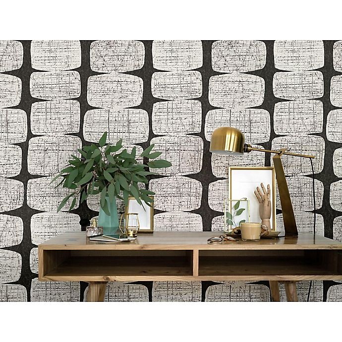 slide 1 of 9, RoomMates Mid-Century Beads Peel & Stick Wallpaper - Black/White, 1 ct