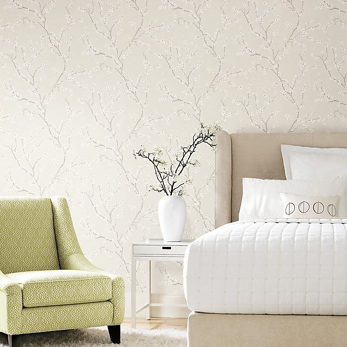 slide 3 of 7, RoomMates Cherry Blossom Peel & Stick Wallpaper - Beige, 1 ct