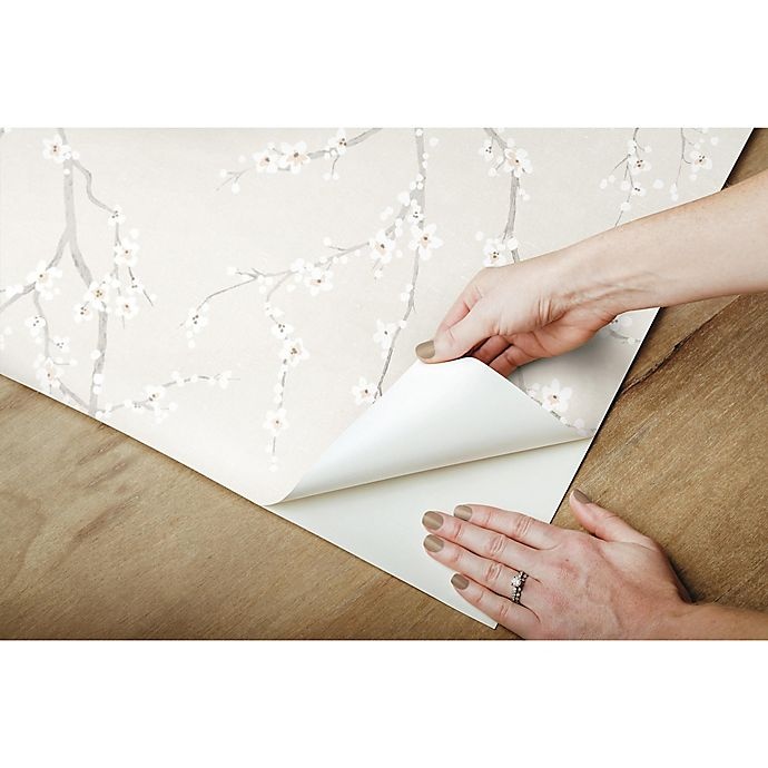 slide 7 of 7, RoomMates Cherry Blossom Peel & Stick Wallpaper - Beige, 1 ct