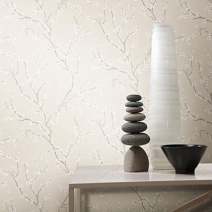 slide 1 of 7, RoomMates Cherry Blossom Peel & Stick Wallpaper - Beige, 1 ct