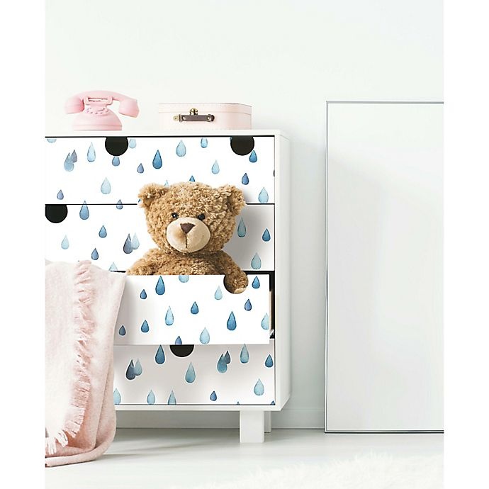 slide 5 of 8, RoomMates Clara Jean Raindrops Peel & Stick Wallpaper - Blue/White, 1 ct