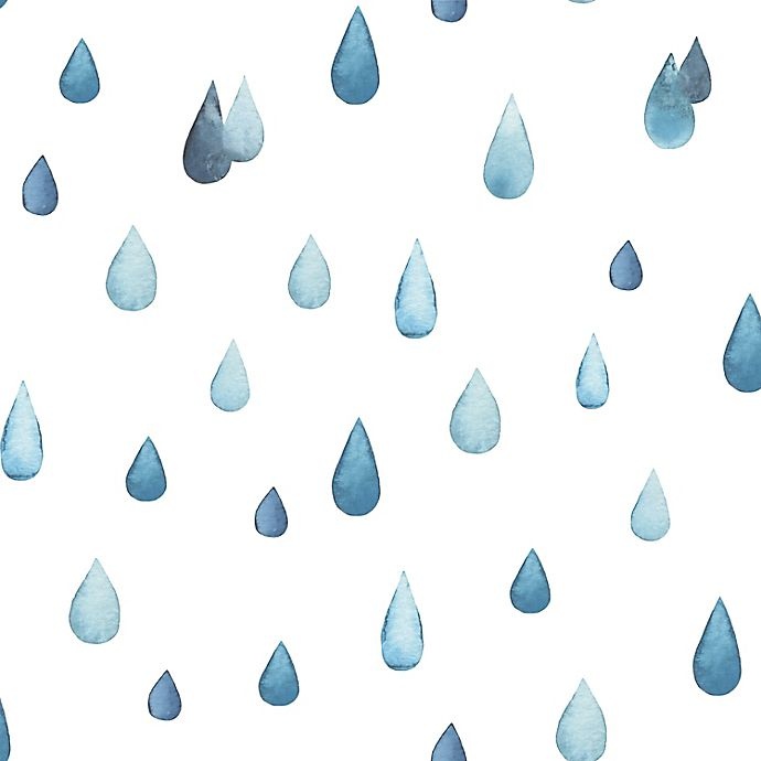 slide 1 of 8, RoomMates Clara Jean Raindrops Peel & Stick Wallpaper - Blue/White, 1 ct