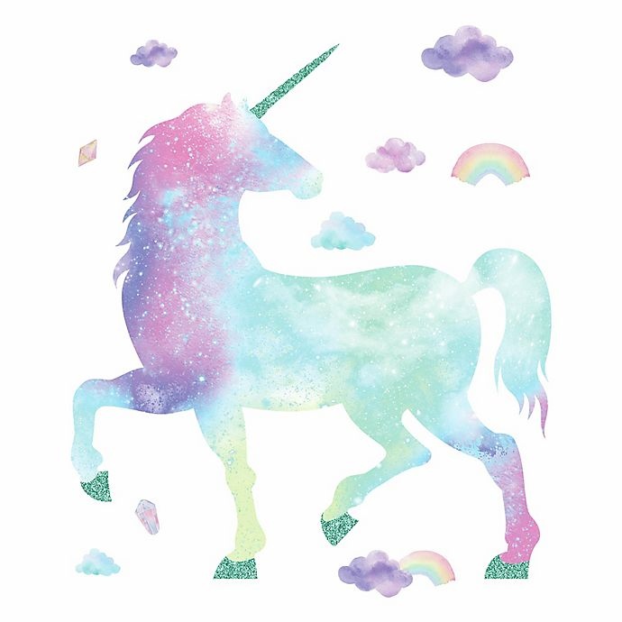 slide 3 of 4, RoomMates Galaxy Unicorn Giant Peel and Stick Wall Decals, 17 ct